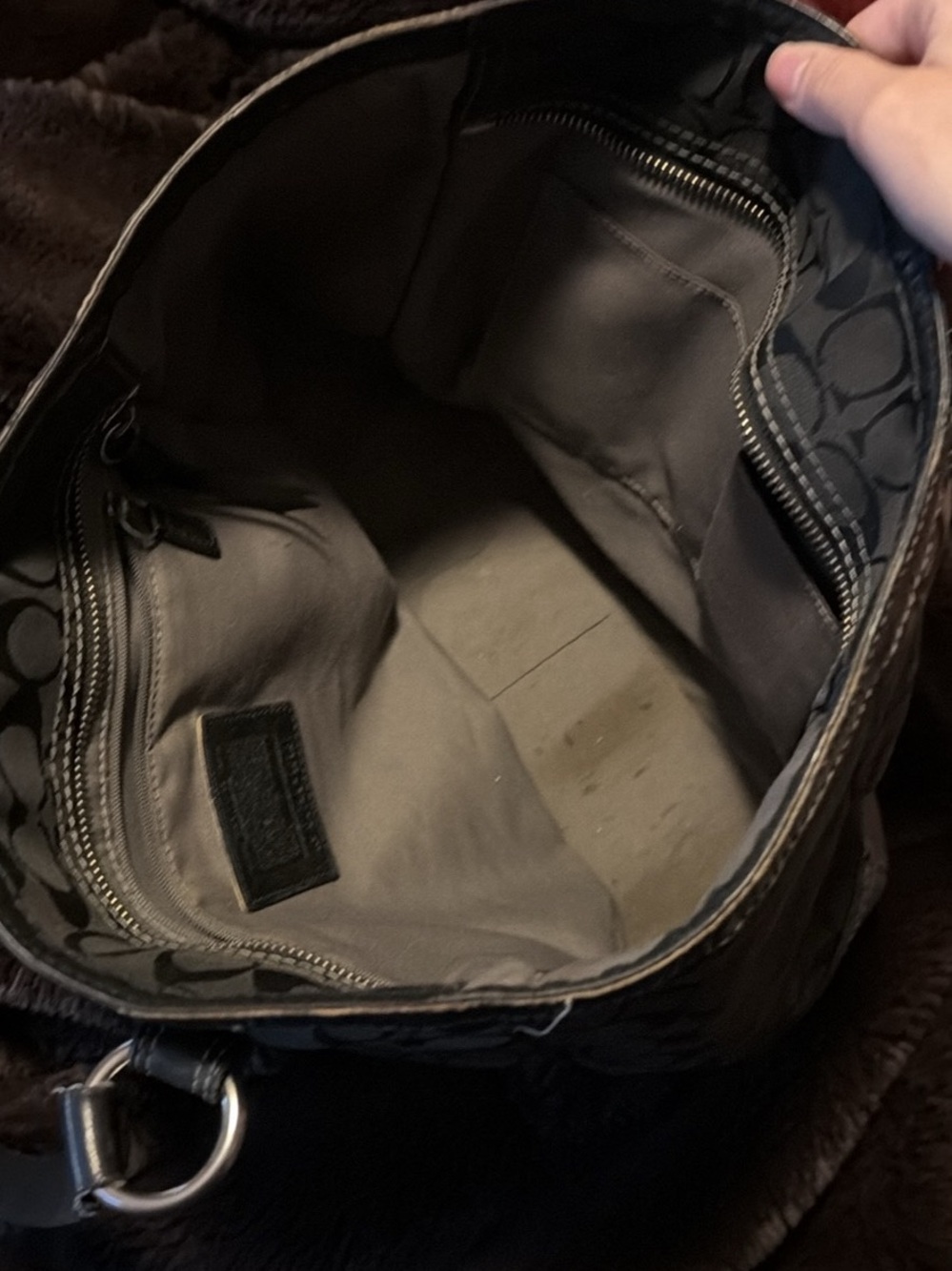 Coach Black/Gray Signature Shoulder Tote - Picture 3 of 5
